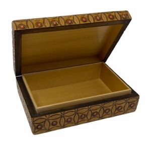 Decorative Wooden Box with Carved Design